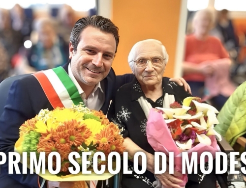CASTAGNARO, UNA CASA DI RIPOSO IN FESTA PER I 100 ANNI DI MODESTA LONARDI: L’ABBRACCIO DEL SINDACO DI LEGNAGO LONGHI.