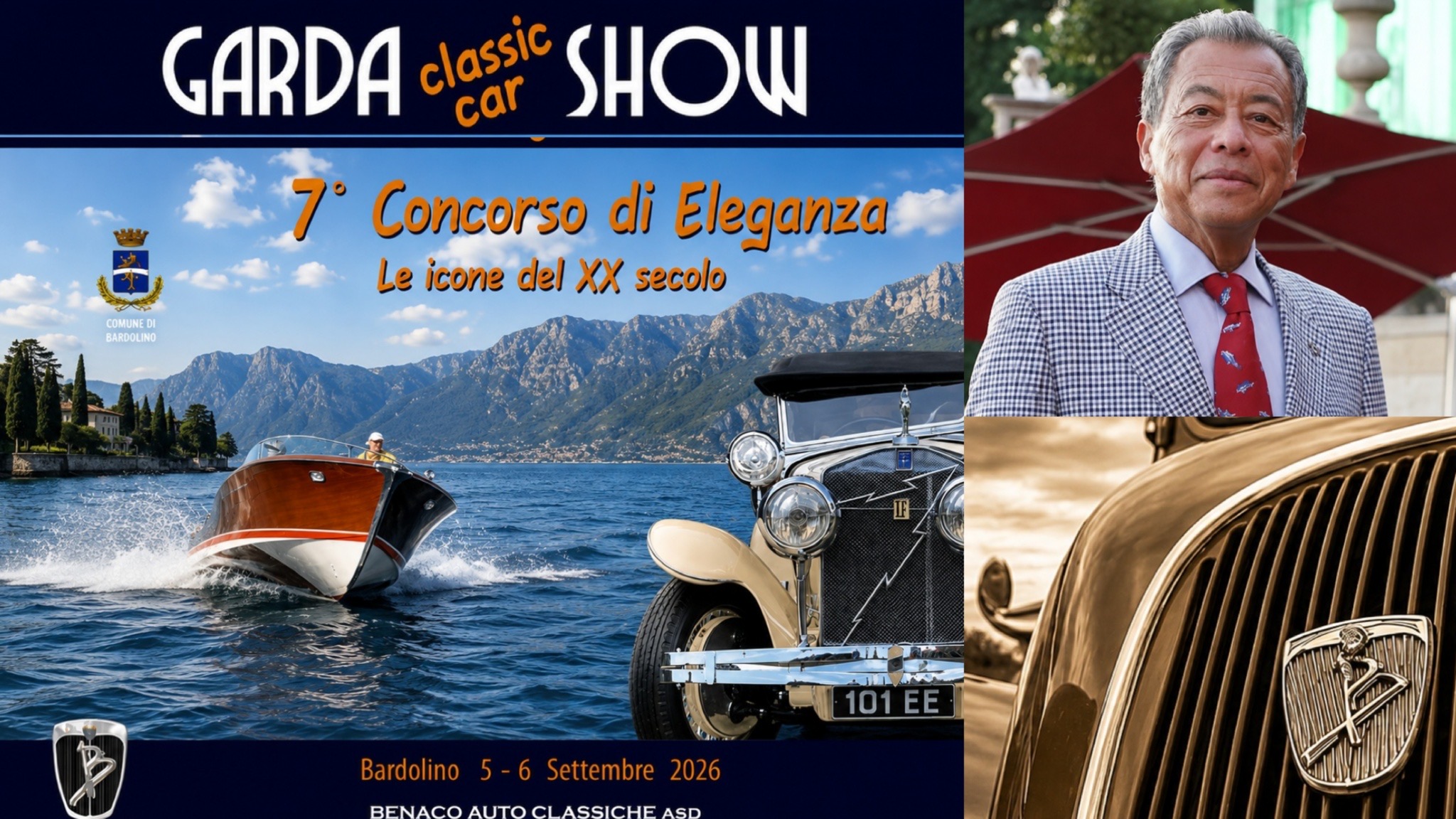 BARDOLINO, IL LUNGOLAGO DIVENTA UNA PASSERELLA D’ELEGANZA: TORNANO LE ICONE DEL GARDA CLASSIC CAR SHOW