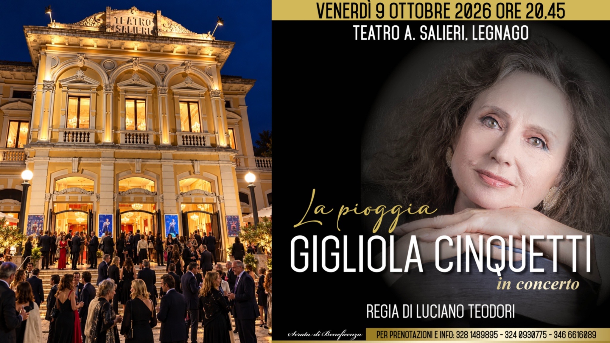 LEGNAGO, GIGLIOLA CINQUETTI AL SALIERI: LA NUOVA SERATA DI FRANCE E PINUCCIA TRA MUSICA E SOLIDARIETÀ