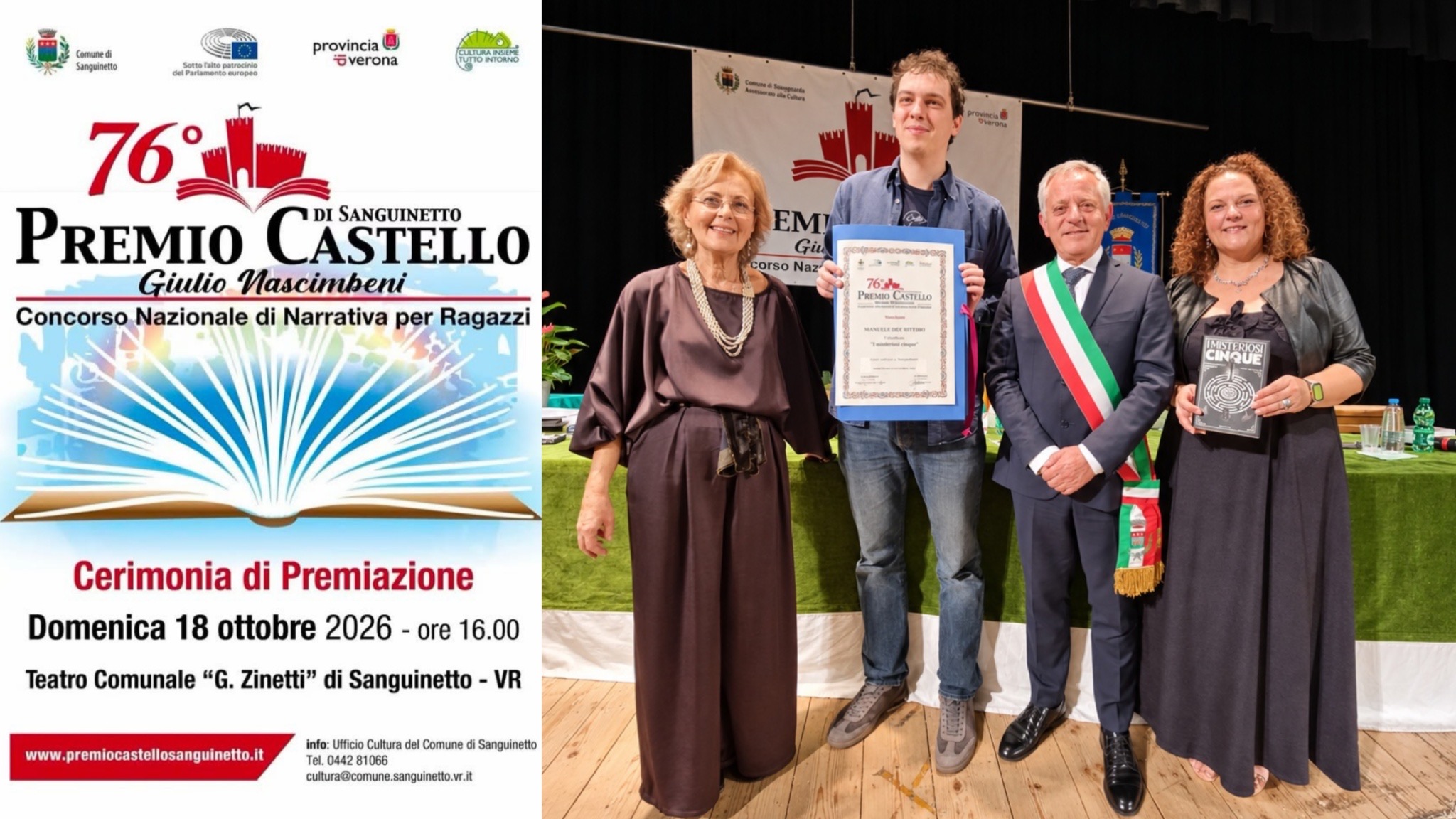 SANGUINETTO, I RAGAZZI INCORONANO MANNUCCI E SILEI: TEATRO ZINETTI TUTTO ESAURITO PER IL PREMIO CASTELLO